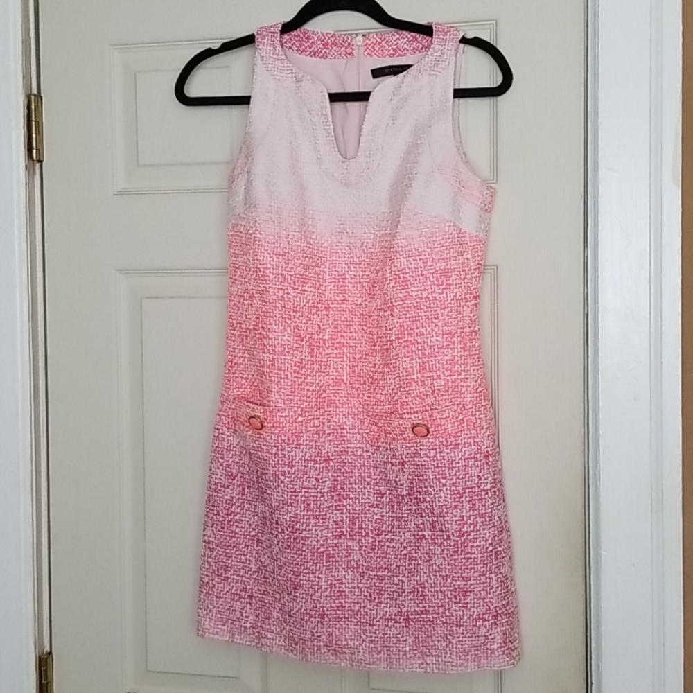 Pink Ombre Faux Tweed Mini Shift Dress